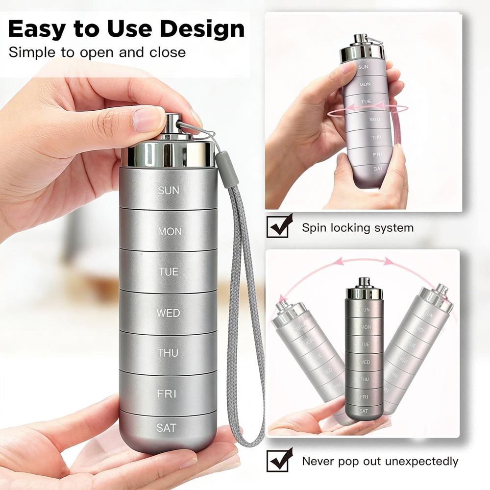 🚀 LIMITED OFFER 50% OFF – Shop Now! 🧳💊Metal Travel Pill Organizer